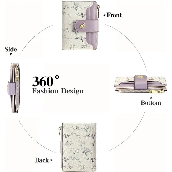 Floral Purple and Cream Women's Wallet - Picture 3 of 7